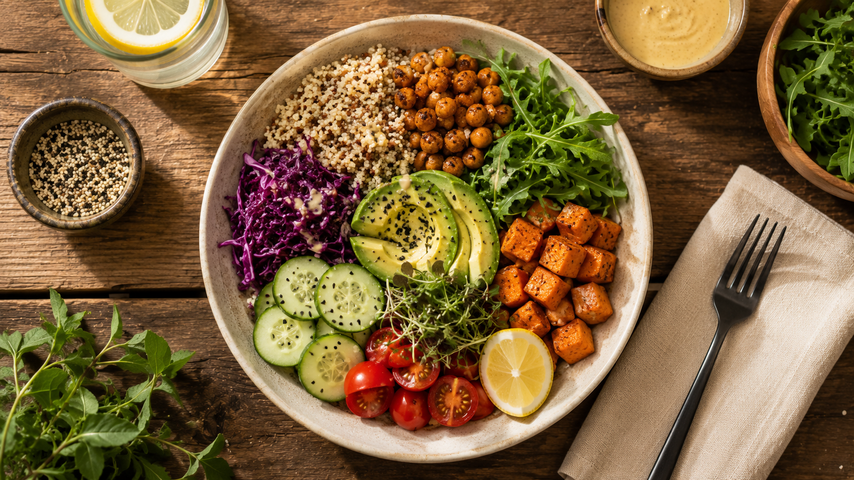 Plato equilibrado con ingredientes naturales