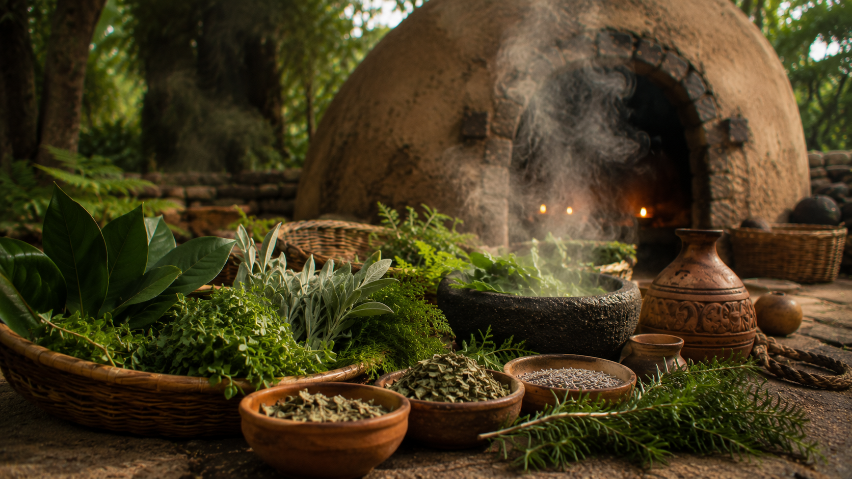 Temazcal: vapor, hierbas y penumbra cálida